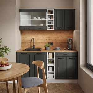 Vicco Cucina completa Antracite casa di campagna/bianco 160 cm , PL Marmo