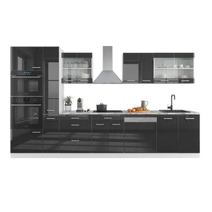 Vicco Mobile da cucina Antracite lucido/bianco 350 cm con armadio alto, PL Antracite