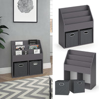 Vicco Libreria bambini Grigio 30.7 x 79 cm con 2 scatole pieghevoli opt.1