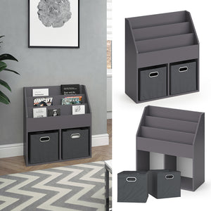 Vicco Libreria bambini Grigio 30.7 x 79 cm con 2 scatole pieghevoli opt.1