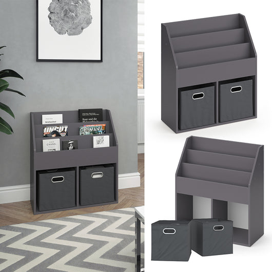 Vicco Libreria bambini Grigio 30.7 x 79 cm con 2 scatole pieghevoli opt.1