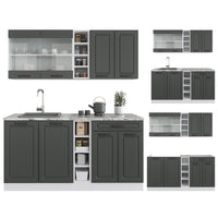 Vicco Cucina completa Antracite casa di campagna/bianco 160 cm , PL Marmo