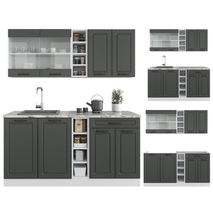 Vicco Cucina completa Antracite casa di campagna/bianco 160 cm , PL Marmo