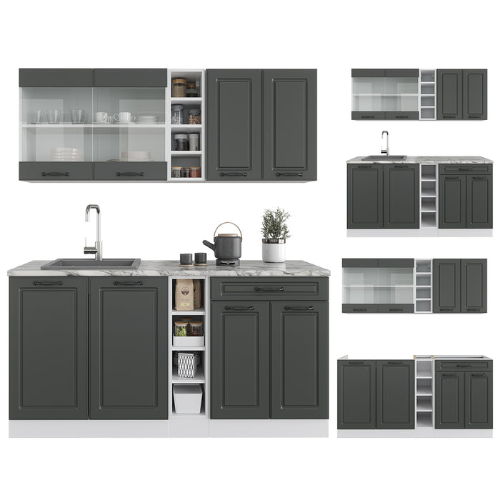 Vicco Cucina completa Antracite casa di campagna/bianco 160 cm , PL Antracite