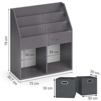 Vicco Libreria bambini Grigio 30.7 x 79 cm con 2 scatole pieghevoli opt.1