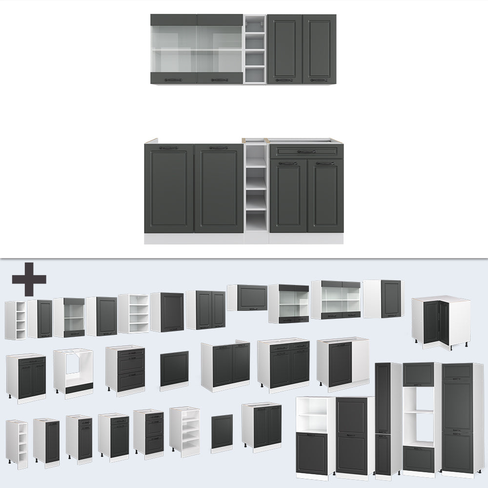 Vicco Cucina completa Antracite casa di campagna/bianco 160 cm , PL Rovere