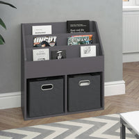 Vicco Libreria bambini Grigio 30.7 x 79 cm con 2 scatole pieghevoli opt.1
