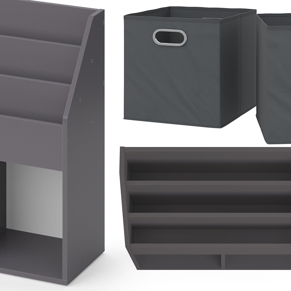 Vicco Libreria bambini Grigio 30.7 x 79 cm con 2 scatole pieghevoli opt.1