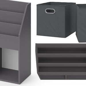 Vicco Libreria bambini Grigio 30.7 x 79 cm con 2 scatole pieghevoli opt.1