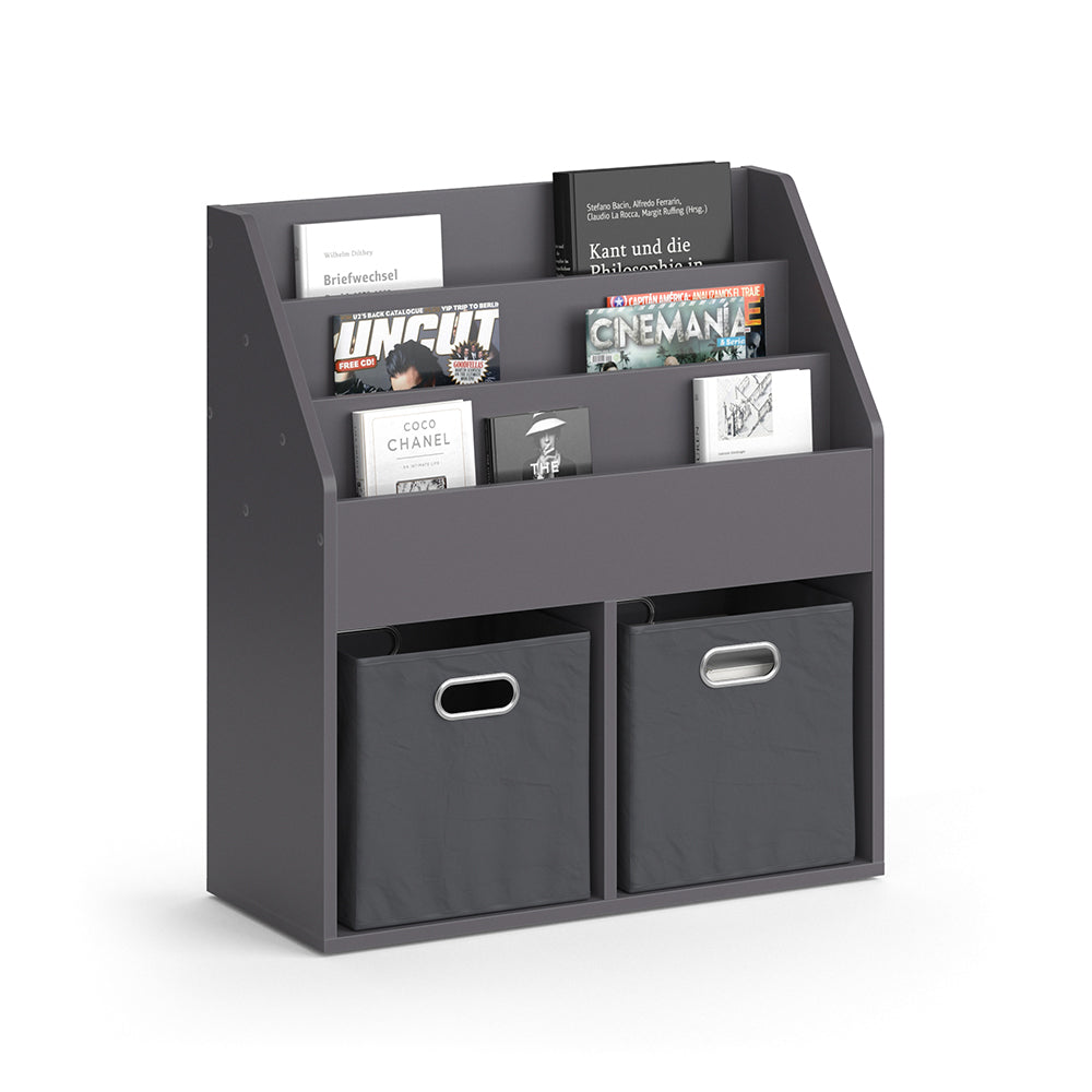 Vicco Libreria bambini Grigio 30.7 x 79 cm con 2 scatole pieghevoli opt.1