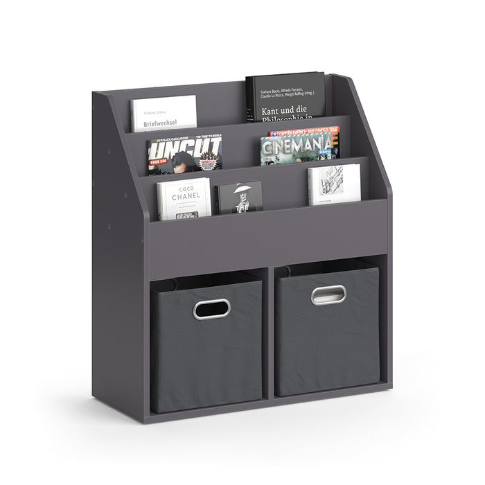 Vicco Libreria bambini Grigio 30.7 x 79 cm con 2 scatole pieghevoli opt.1