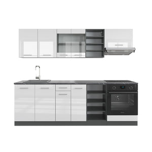 Vicco Cucina componibile Bianco lucido/antracite 240 cm senza piano di lavoro