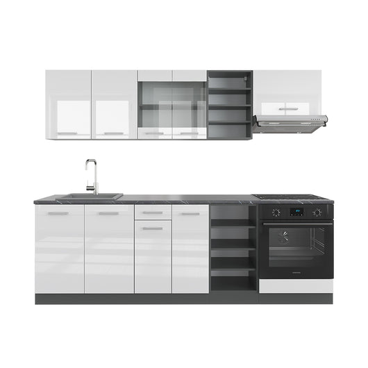 Vicco Cucina componibile Bianco lucido/antracite 240 cm , PL Antracite