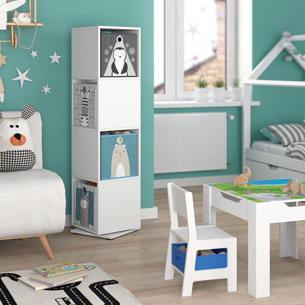 Vicco Libreria bambini Bianco 35.2 x 144.2 cm con 4 scatole pieghevoli