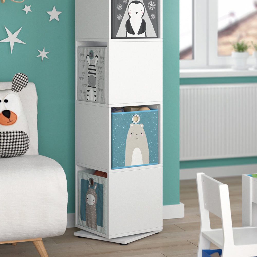 Vicco Libreria bambini Bianco 35.2 x 144.2 cm con 4 scatole pieghevoli