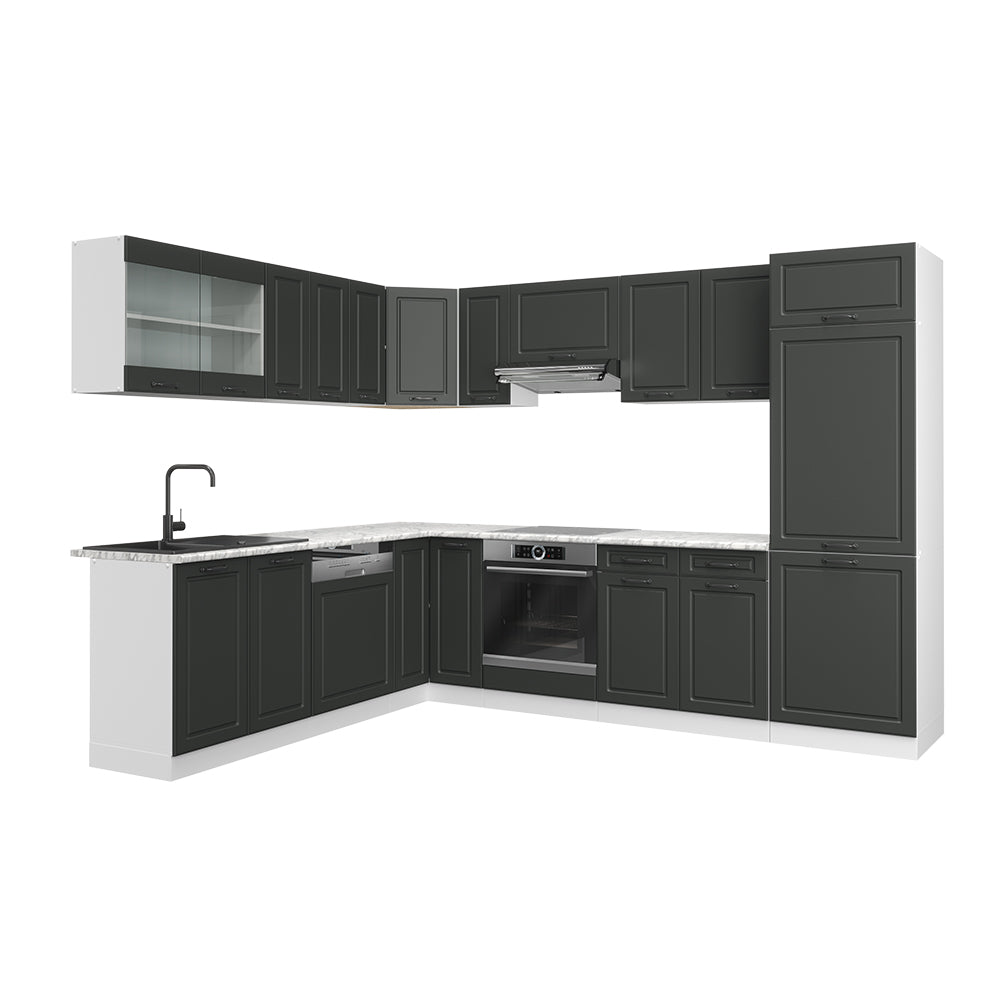 Vicco Cucina angolare completa Antracite casa di campagna/bianco 227 x 287 cm , PL Marmo
