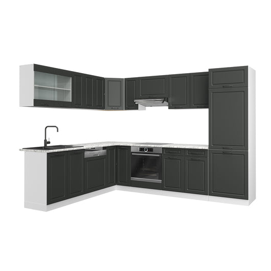 Vicco Cucina angolare completa Antracite casa di campagna/bianco 227 x 287 cm , PL Marmo