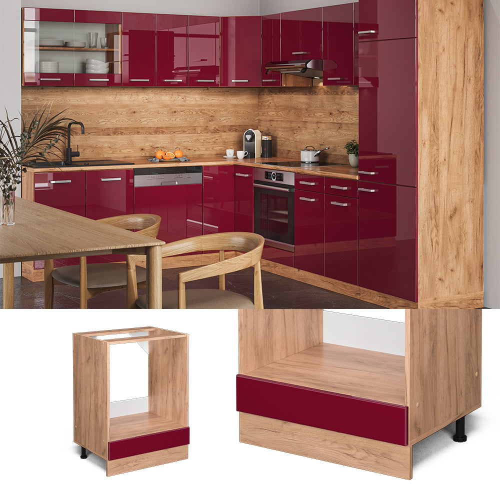 Vicco Mobile per forno da incasso Rosso lucido 60 cm , PL Antracite