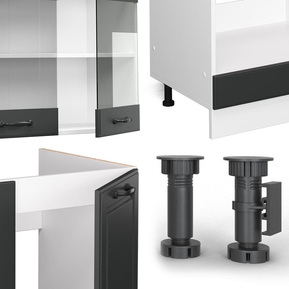 Vicco Cucina angolare completa Antracite casa di campagna/bianco 227 x 287 cm , PL Antracite