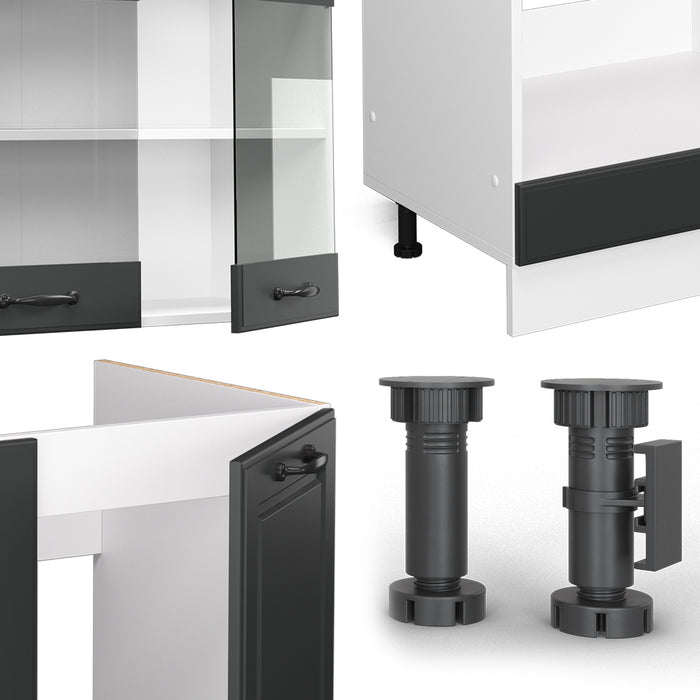 Vicco Cucina angolare completa Antracite casa di campagna/bianco 227 x 287 cm , PL Antracite