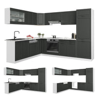 Vicco Cucina angolare completa Antracite casa di campagna/bianco 227 x 287 cm , PL Antracite