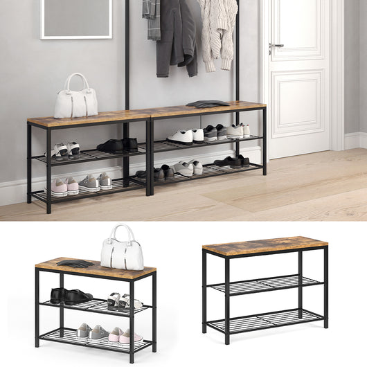 Vicco Panca scarpiera da ingresso Legno antico 70 x 51.5 cm