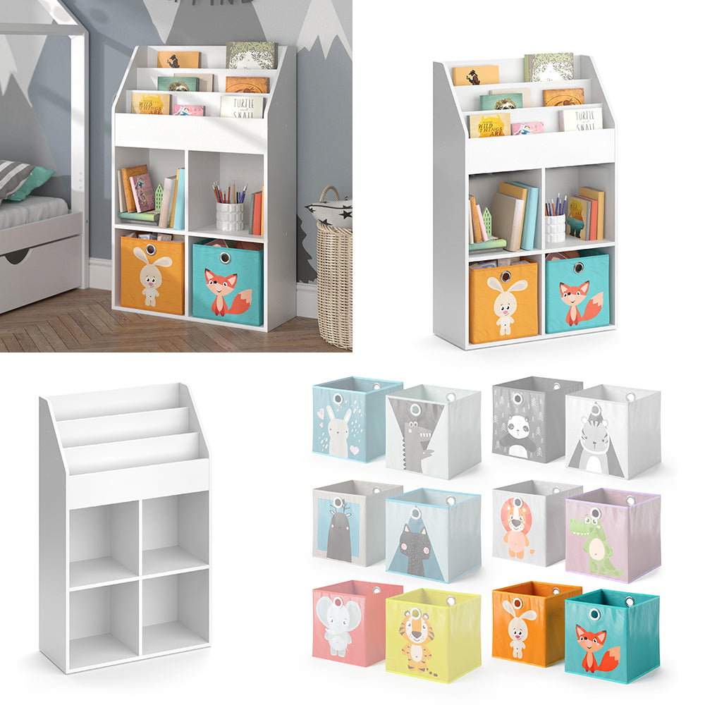 Vicco Libreria bambini Bianco 72 x 114.2 cm con 2 scatole pieghevoli