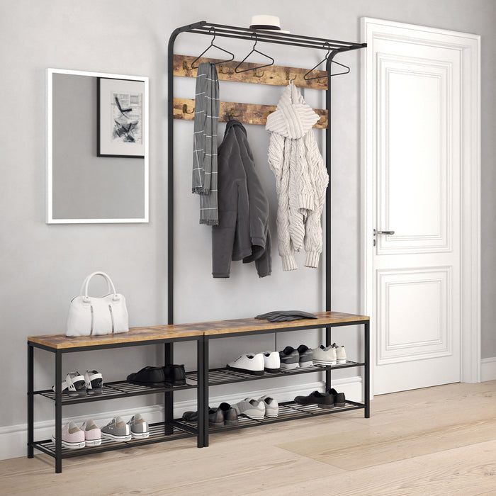 Vicco Panca scarpiera da ingresso Legno antico 70 x 51.5 cm