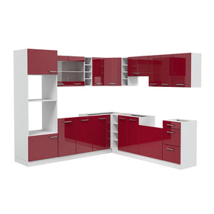Vicco Cucina angolare completa Rosso lucido/bianco 247 x 60 cm , PL Antracite
