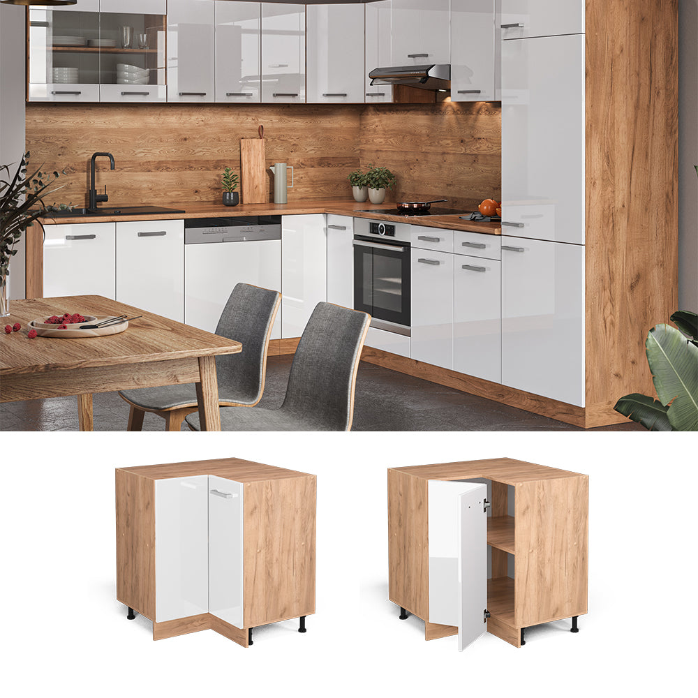 Vicco Mobile ad angolo cucina Bianco lucido 75.6 cm senza piano di lavoro