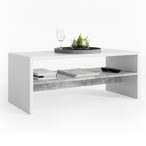 Vicco Tavolino da salotto Cemento/Bianco 99.6 x 39.8 cm