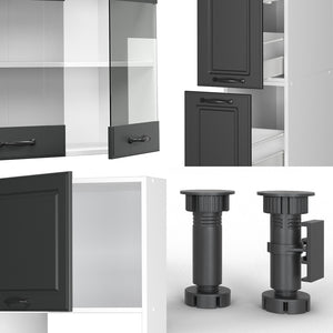 Vicco Mobile da cucina Antracite casa di campagna/bianco 350 cm con armadio alto, PL Rovere