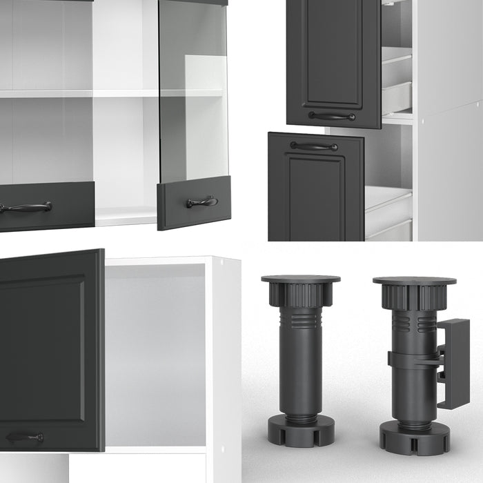 Vicco Mobile da cucina Antracite casa di campagna/bianco 350 cm con armadio alto, PL Rovere