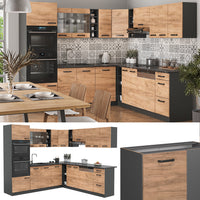 Vicco Cucina angolare completa Antracite/quercia dorata 237 x 247 cm , PL Antracite
