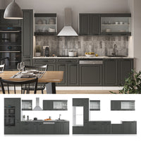 Vicco Mobile da cucina Antracite casa di campagna/bianco 350 cm con armadio alto, senza piano di lavoro