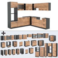 Vicco Cucina angolare completa Antracite/quercia dorata 237 x 247 cm , PL Marmo