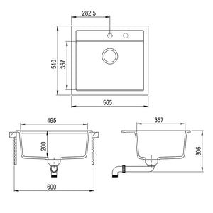 Bergström Lavello da cucina Bianco 56.5 x 51 cm