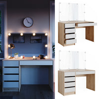 Vicco Tavolo da toeletta Bianco/Sonoma 55 cm con illuminazione a LED