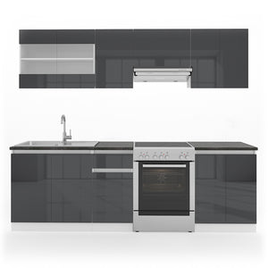 Vicco Mobile da cucina Antracite/bianco 240 cm , AP Nero