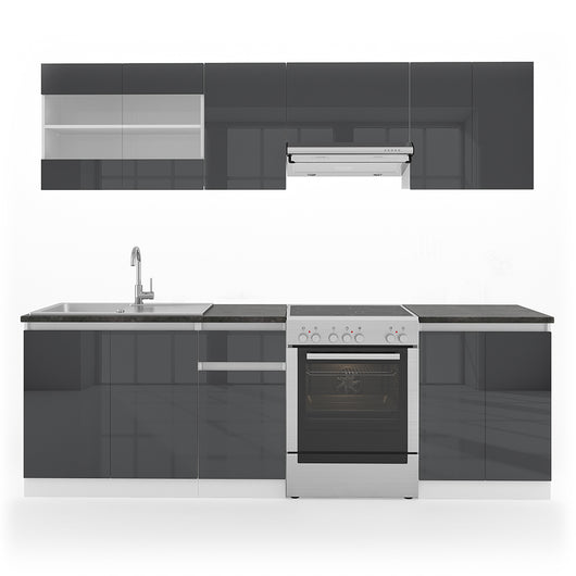 Vicco Mobile da cucina Antracite/bianco 240 cm , AP Nero