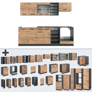 Vicco Cucina componibile Quercia dorata/antracite 240 cm , PL Marmo