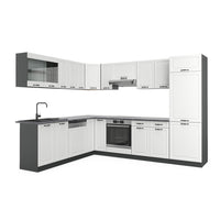 Vicco Cucina angolare completa Bianco casa di campagna/antracite 227 x 287 cm senza piano di lavoro