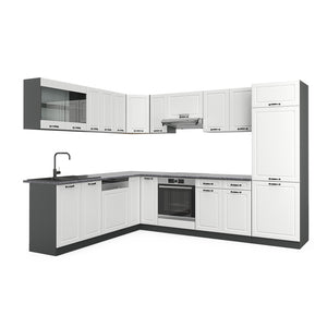 Vicco Cucina angolare completa Bianco casa di campagna/antracite 227 x 287 cm , PL Antracite