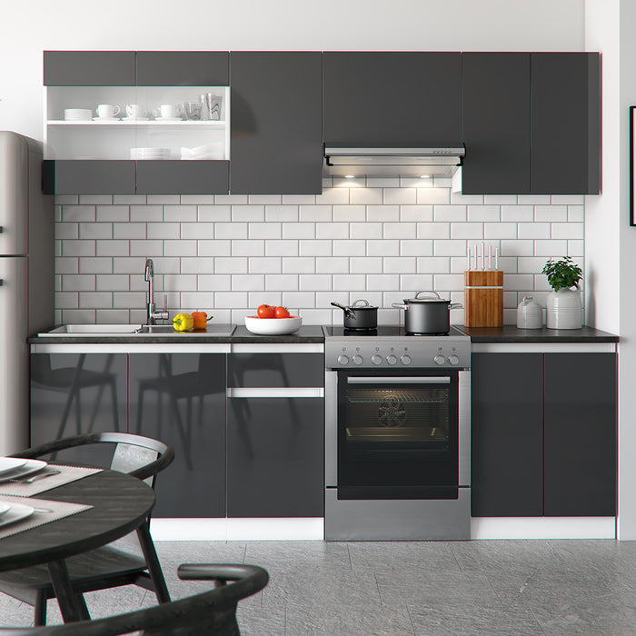 Vicco Mobile da cucina Antracite/bianco 240 cm , AP Nero