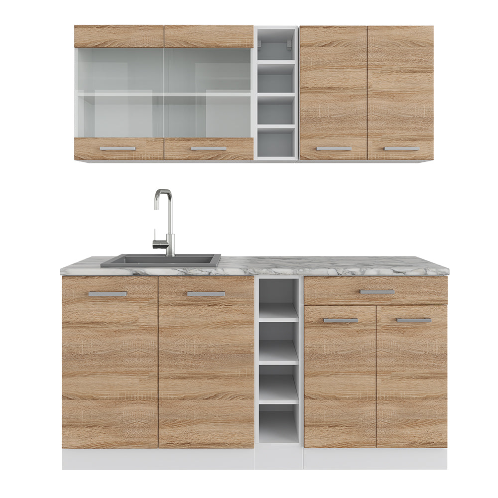 Vicco Cucina completa Sonoma/Bianco 160 cm , PL Marmo