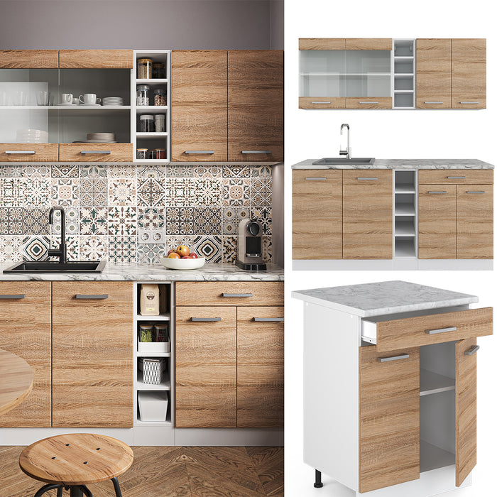 Vicco Cucina completa Sonoma/Bianco 160 cm , PL Antracite