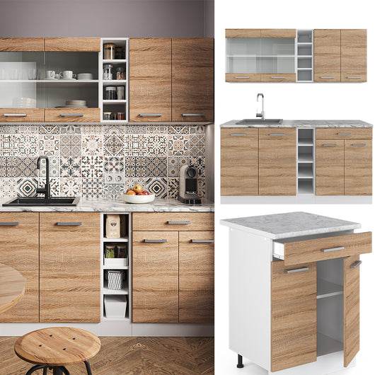 Vicco Cucina completa Sonoma/Bianco 160 cm senza piano di lavoro