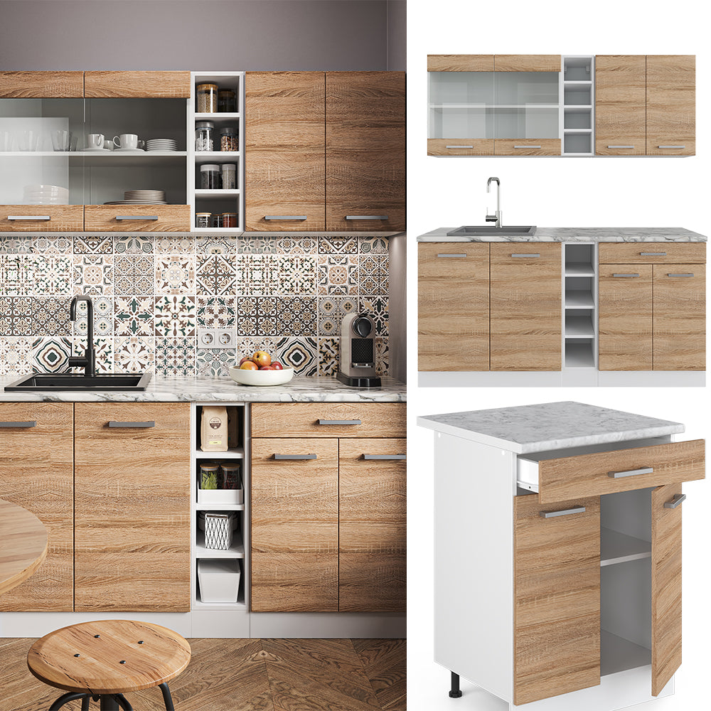 Vicco Cucina completa Sonoma/Bianco 160 cm , PL Rovere