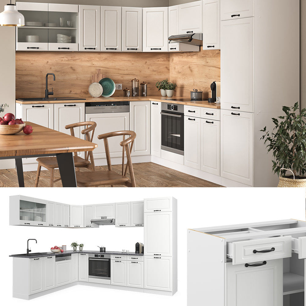 Vicco Cucina angolare completa Casa di campagna bianca/bianco 227 x 287 cm , PL Marmo