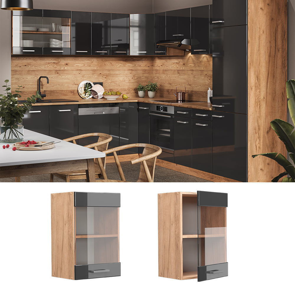 Vicco Mobile da cucina in vetro Antracite lucido 40 cm
